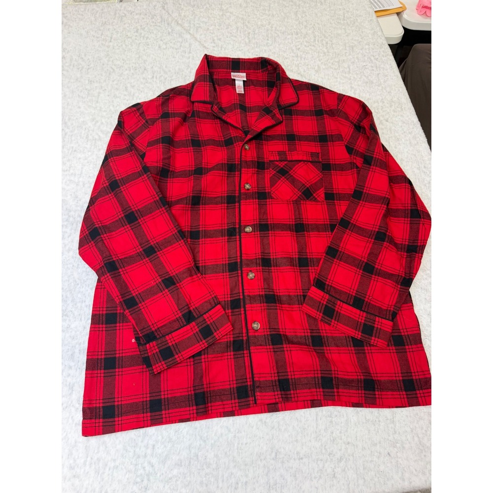 Wondershop Mens Red Black Buffalo Plaid Flannel Pajama Top Button Down Large